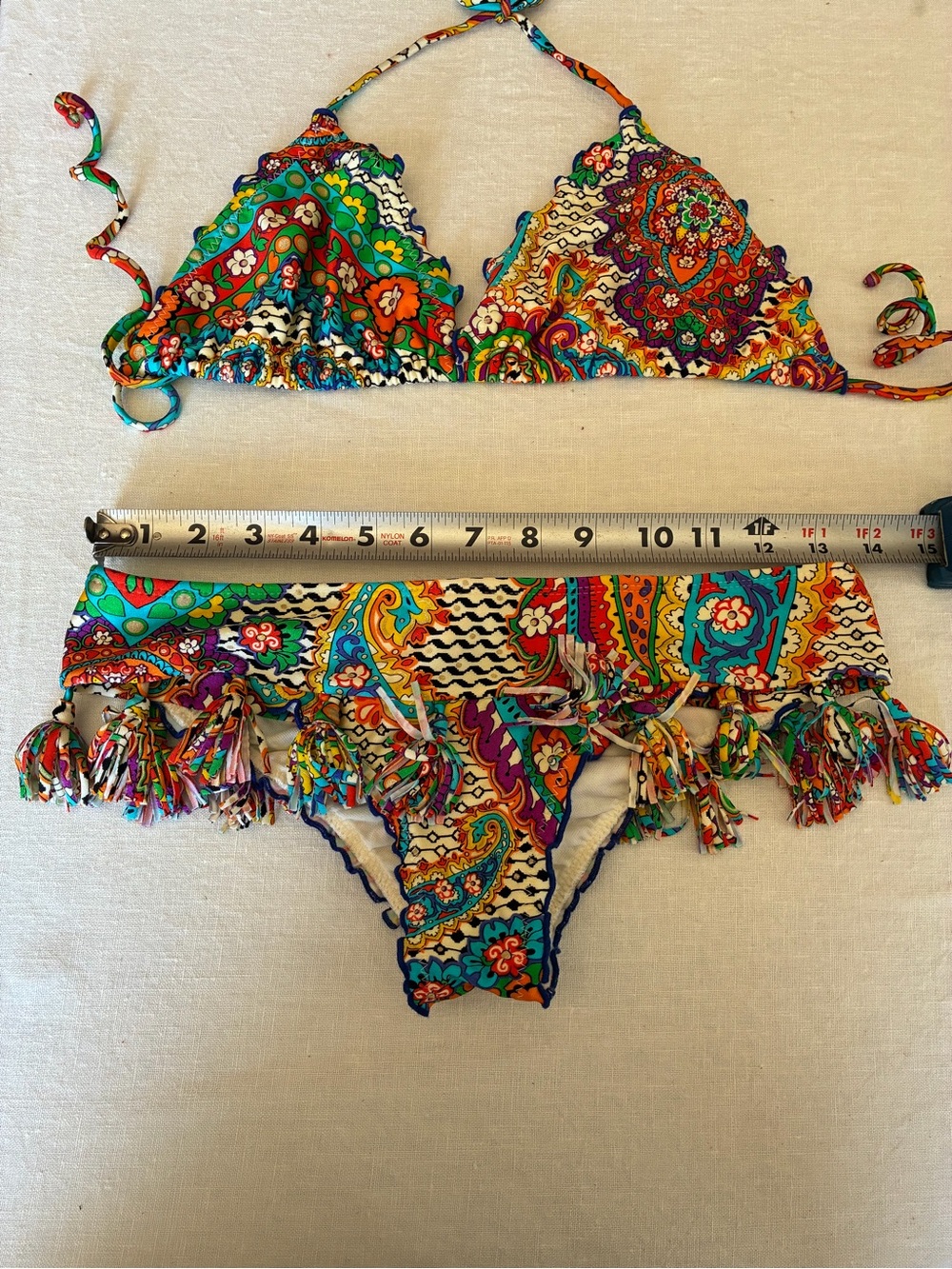 Luli Fama Samba Caracol Wavey string cheeky Bikini Top & Bottom Set M - Picture 8 of 14